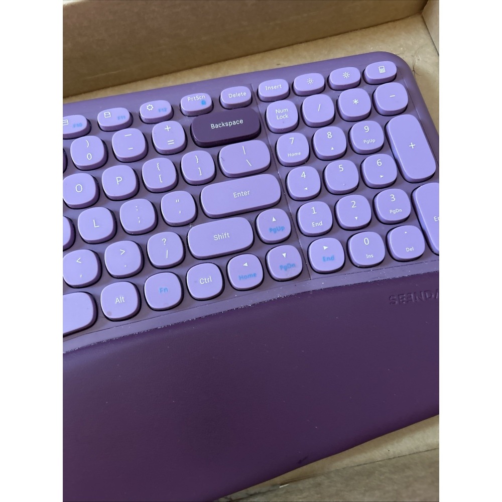 Ergonomic Wireless Keyboard and Mouse Wrist Rest, Curved Split Key Purple - Picture 3 of 6